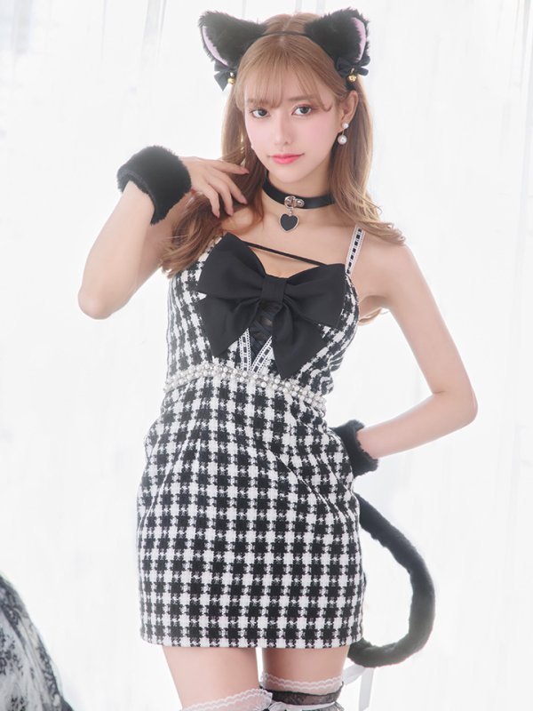 画像4: 【SALE!!】【即日発送】【ハロウィン】 ツイードキャットキャミ 【コスプレ5点セット】【S-Mサイズ/1カラー】[HC03] (4)