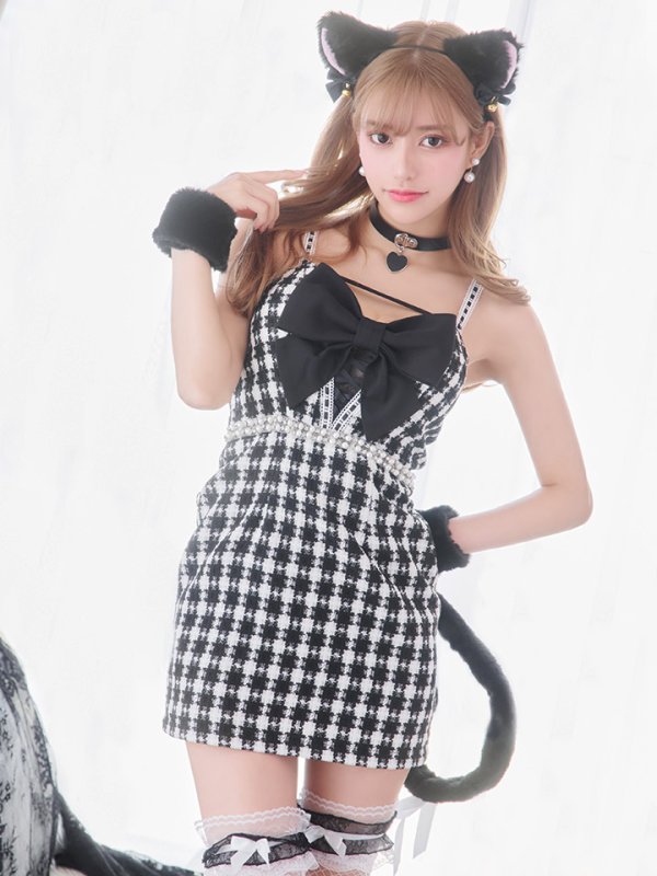 画像9: 【SALE!!】【即日発送】【ハロウィン】 ツイードキャットキャミ 【コスプレ5点セット】【S-Mサイズ/1カラー】[HC03] (9)