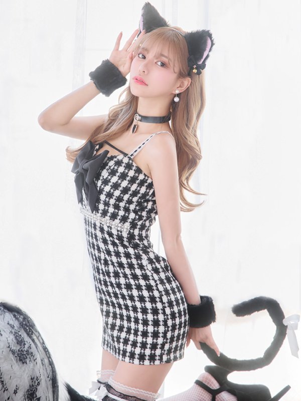 画像10: 【SALE!!】【即日発送】【ハロウィン】 ツイードキャットキャミ 【コスプレ5点セット】【S-Mサイズ/1カラー】[HC03] (10)