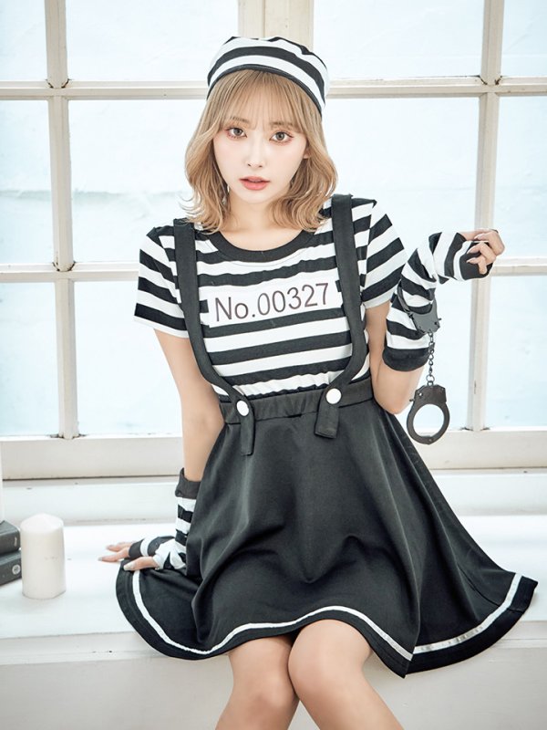 画像3: 【SALE!!】【即日発送】【ハロウィン】 囚人 プリズナーガール 【コスプレ3点セット】【S-Mサイズ/1カラー】(HC0306-SV)[HC03] (3)