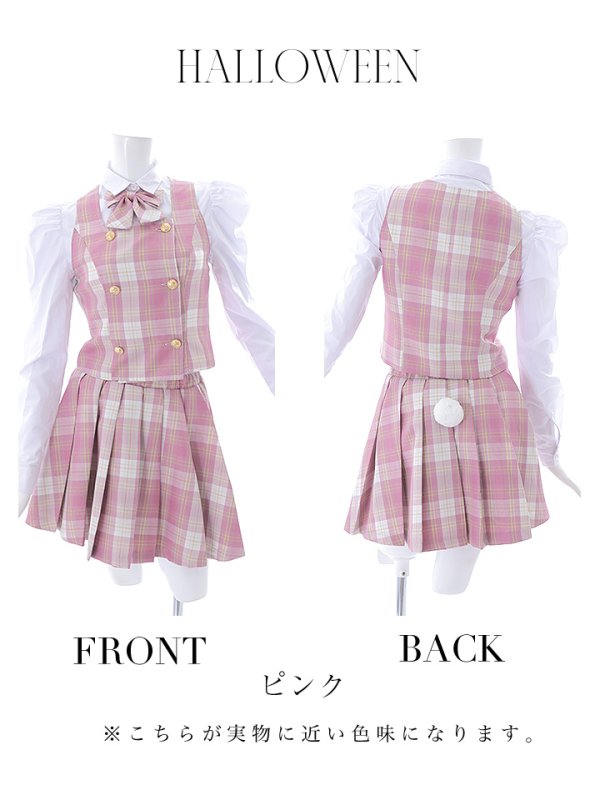 画像46: 【ハロウィン】チェック制服バニー【コスプレ6点セット】 【S-Lサイズ/1カラー】[YMT] (46)