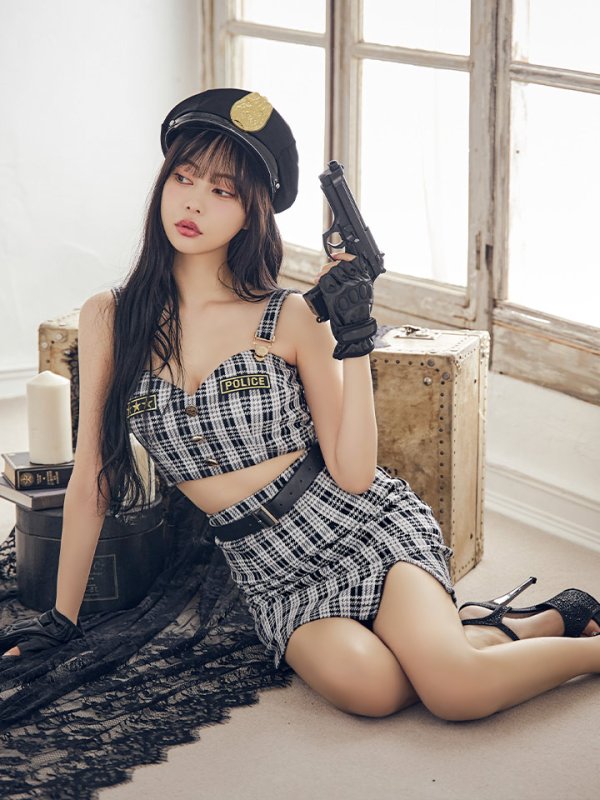 画像11: 【SALE!!】【即日発送】【ハロウィン】ツイードポリスセットアップ 【コスプレ5点セット】【XS-Mサイズ】(OF0106-SV)[OF04-Bg] (11)