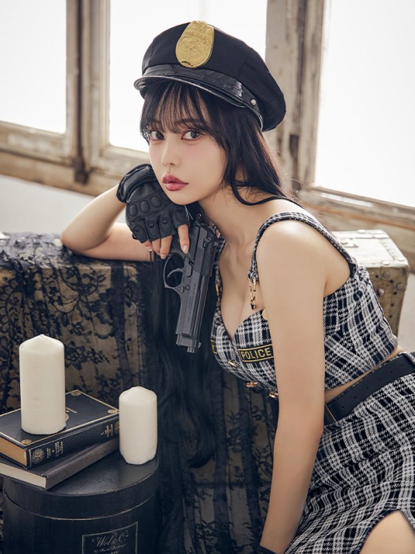 画像14: 【SALE!!】【即日発送】【ハロウィン】ツイードポリスセットアップ 【コスプレ5点セット】【XS-Mサイズ】(OF0106-SV)[OF04-Bg] (14)