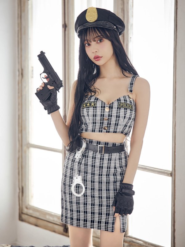 画像17: 【SALE!!】【即日発送】【ハロウィン】ツイードポリスセットアップ 【コスプレ5点セット】【XS-Mサイズ】(OF0106-SV)[OF04-Bg] (17)