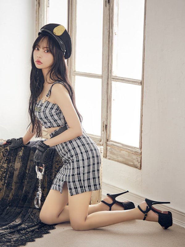 画像6: 【SALE!!】【即日発送】【ハロウィン】ツイードポリスセットアップ 【コスプレ5点セット】【XS-Mサイズ】(OF0106-SV)[OF04-Bg] (6)