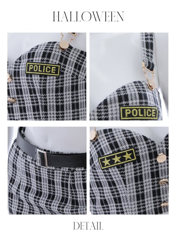 画像23: 【SALE!!】【即日発送】【ハロウィン】ツイードポリスセットアップ 【コスプレ5点セット】【XS-Mサイズ】(OF0106-SV)[OF04-Bg] (23)
