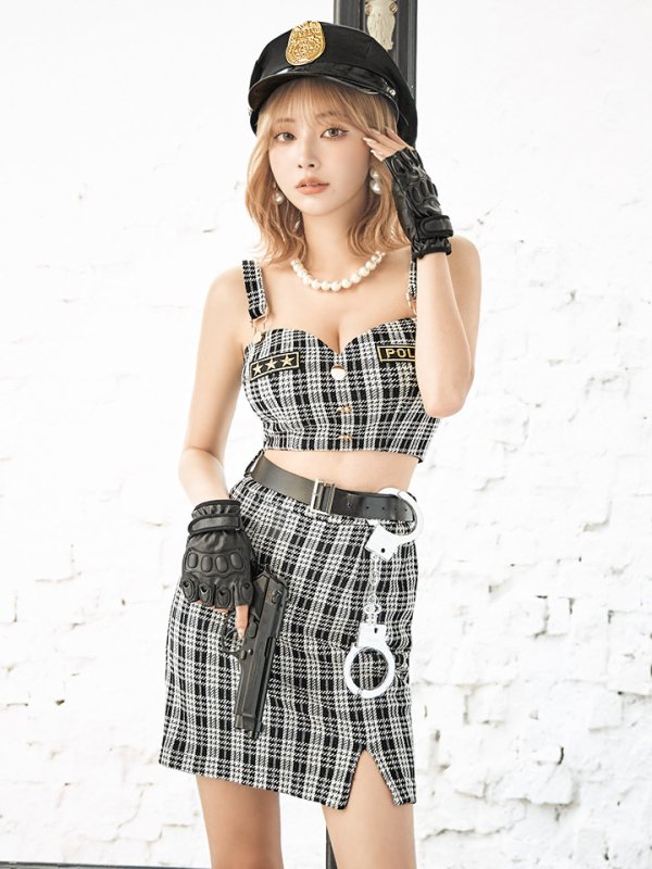 画像4: 【SALE!!】【即日発送】【ハロウィン】ツイードポリスセットアップ 【コスプレ5点セット】【XS-Mサイズ】(HC0306-SV)[HC03-Bg] (4)