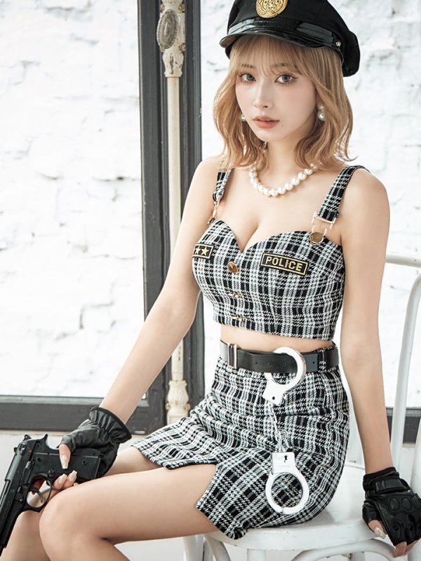 画像16: 【SALE!!】【即日発送】【ハロウィン】ツイードポリスセットアップ 【コスプレ5点セット】【XS-Mサイズ】(HC0306-SV)[HC03-Bg] (16)