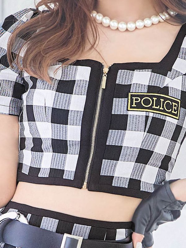 画像9: 【SALE!!】送料無料！【ハロウィン】 ギンガムセットアップポリス 【コスプレ5点セット】【XS-Mサイズ/1カラー】(HC0306-SV)[HC03-B] (9)