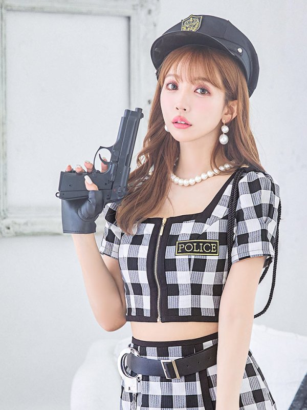 画像16: 【SALE!!】送料無料！【ハロウィン】 ギンガムセットアップポリス 【コスプレ5点セット】【XS-Mサイズ/1カラー】(HC0306-SV)[HC03-B] (16)