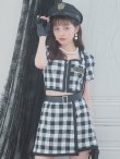 画像10: 送料無料！【ハロウィン】【LARME/ラルム掲載】 ギンガムセットアップポリス 【コスプレ5点セット】【XS-Mサイズ/1カラー】(YMT06-SV)[YMT-B] (10)