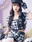画像2: 送料無料！【ハロウィン】【LARME/ラルム掲載】 ギンガムセットアップポリス 【コスプレ5点セット】【XS-Mサイズ/1カラー】(YMT06-SV)[YMT-B] (2)