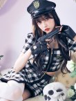 画像5: 送料無料！【ハロウィン】【LARME/ラルム掲載】 ギンガムセットアップポリス 【コスプレ5点セット】【XS-Mサイズ/1カラー】(YMT06-SV)[YMT-B] (5)