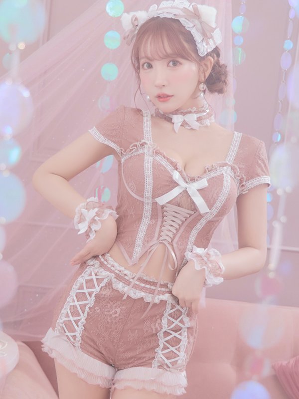 画像24: 【即日発送】【ハロウィン】コルセットレースキャット 【コスプレ6点セット】 【S-Mサイズ/3カラー】[YMT] (24)