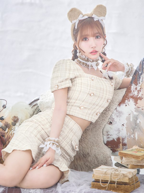 画像3: 【SALE!!】【即日発送】【ハロウィン】ツイードくまセットアップ/ベア 【コスプレ6点セット】 【XS-Mサイズ/1カラー】[OF04] (3)