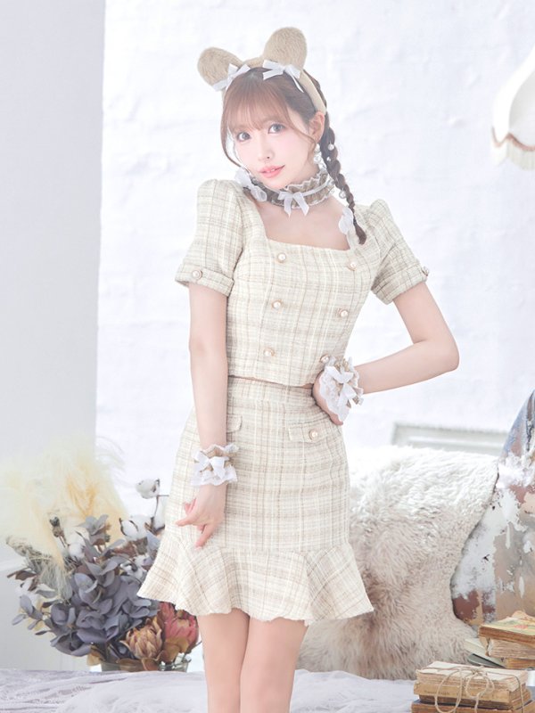 画像4: 【SALE!!】【即日発送】【ハロウィン】ツイードくまセットアップ/ベア 【コスプレ6点セット】 【XS-Mサイズ/1カラー】[OF04] (4)