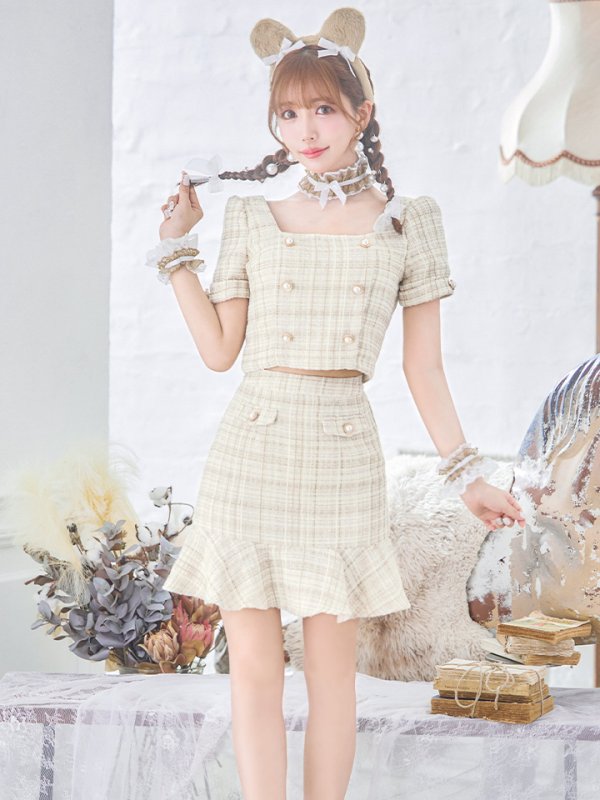 画像6: 【SALE!!】【即日発送】【ハロウィン】ツイードくまセットアップ/ベア 【コスプレ6点セット】 【XS-Mサイズ/1カラー】[OF04] (6)