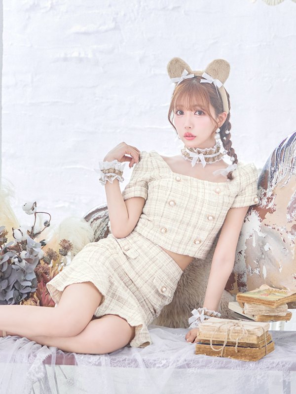 画像9: 【SALE!!】【即日発送】【ハロウィン】ツイードくまセットアップ/ベア 【コスプレ6点セット】 【XS-Mサイズ/1カラー】[OF04] (9)