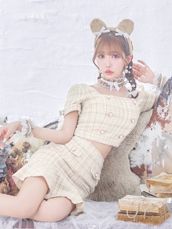 画像12: 【SALE!!】【即日発送】【ハロウィン】ツイードくまセットアップ/ベア 【コスプレ6点セット】 【XS-Mサイズ/1カラー】[OF04] (12)