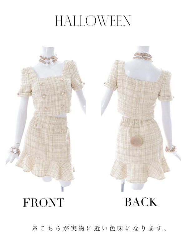 画像8: 【SALE!!】【即日発送】【ハロウィン】【LARME/ラルム掲載】ツイードくまセットアップ/ベア 【コスプレ6点セット】 【XS-Mサイズ/1カラー】[OF04] (8)