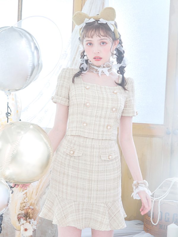 画像17: 【SALE!!】【即日発送】【ハロウィン】ツイードくまセットアップ/ベア 【コスプレ6点セット】 【XS-Mサイズ/1カラー】[OF04] (17)