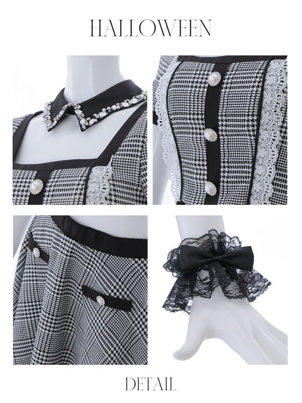 画像20: 【SALE!!】【即日発送】【ハロウィン】グレンチェックセットアップバニー 【コスプレ6点セット】【XS-Mサイズ/1カラー】[HC03] (20)