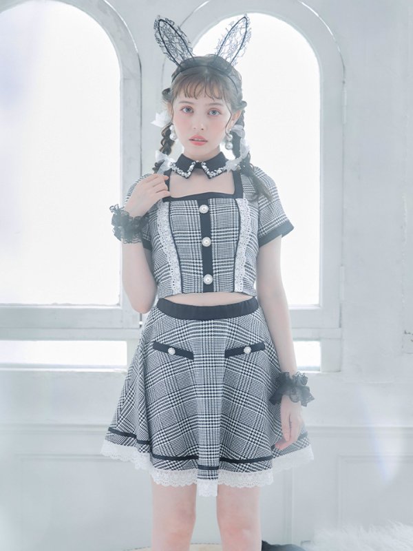 画像15: 【SALE!!】【即日発送】【ハロウィン】【LARME/ラルム掲載】 グレンチェックセットアップバニー 【コスプレ6点セット】【XS-Mサイズ/1カラー】[HC03] (15)