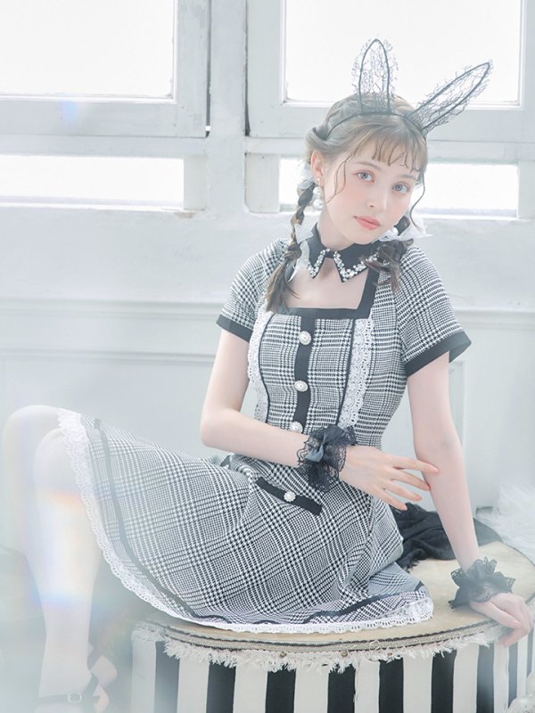 画像8: 【SALE!!】【即日発送】【ハロウィン】【LARME/ラルム掲載】 グレンチェックセットアップバニー 【コスプレ6点セット】【XS-Mサイズ/1カラー】[HC03] (8)