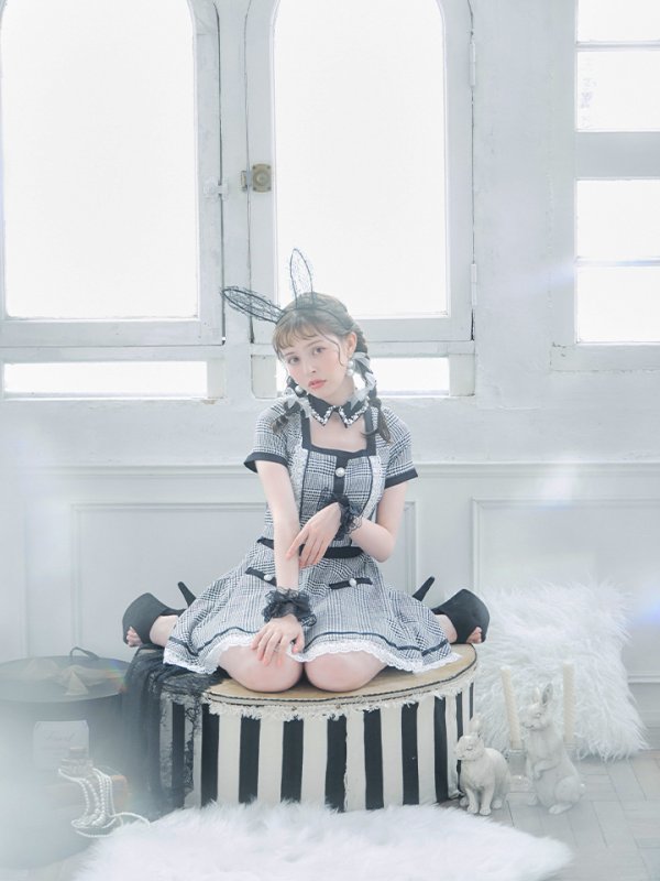 画像10: 【SALE!!】【即日発送】【ハロウィン】【LARME/ラルム掲載】 グレンチェックセットアップバニー 【コスプレ6点セット】【XS-Mサイズ/1カラー】[HC03] (10)