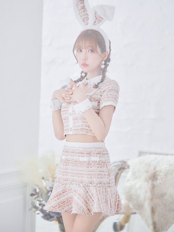 画像3: 【SALE!!】【即日発送】【ハロウィン】 ツイードセットアップバニー【コスプレ6点セット】【XS-Mサイズ/1カラー】[HC03] (3)