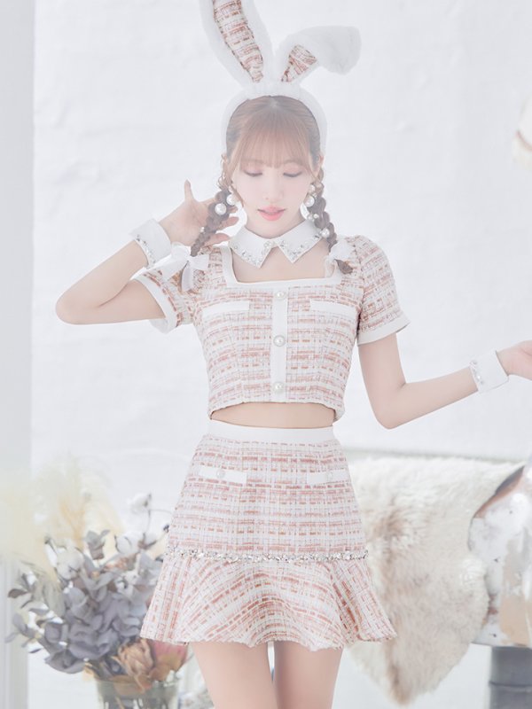 画像4: 【SALE!!】【即日発送】【ハロウィン】 ツイードセットアップバニー【コスプレ6点セット】【XS-Mサイズ/1カラー】[HC03] (4)