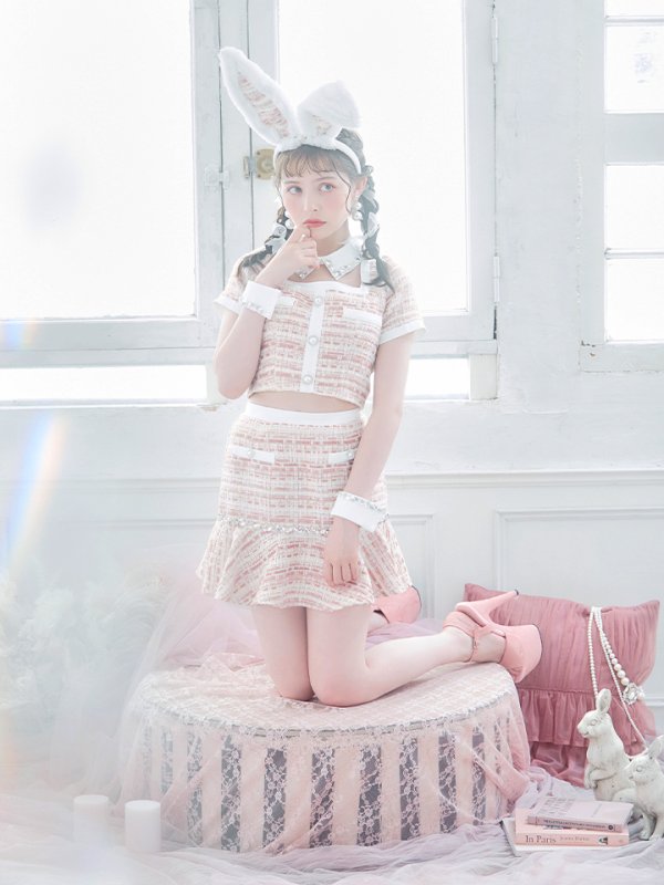 画像6: 【SALE!!】【即日発送】【ハロウィン】 ツイードセットアップバニー【コスプレ6点セット】【XS-Mサイズ/1カラー】[HC03] (6)