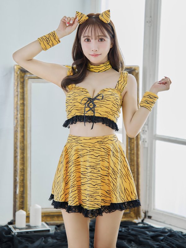 画像4: 【即日発送】【ハロウィン】セットアップフレアスカート鬼コスプレ【コスプレ6点セット】【S-Mサイズ/1カラー】[HC03] (4)