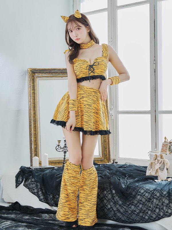 画像9: 【即日発送】【ハロウィン】セットアップフレアスカート鬼コスプレ【コスプレ6点セット】【S-Mサイズ/1カラー】[HC03] (9)