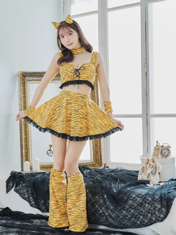 画像10: 【即日発送】【ハロウィン】セットアップフレアスカート鬼コスプレ【コスプレ6点セット】【S-Mサイズ/1カラー】[HC03] (10)