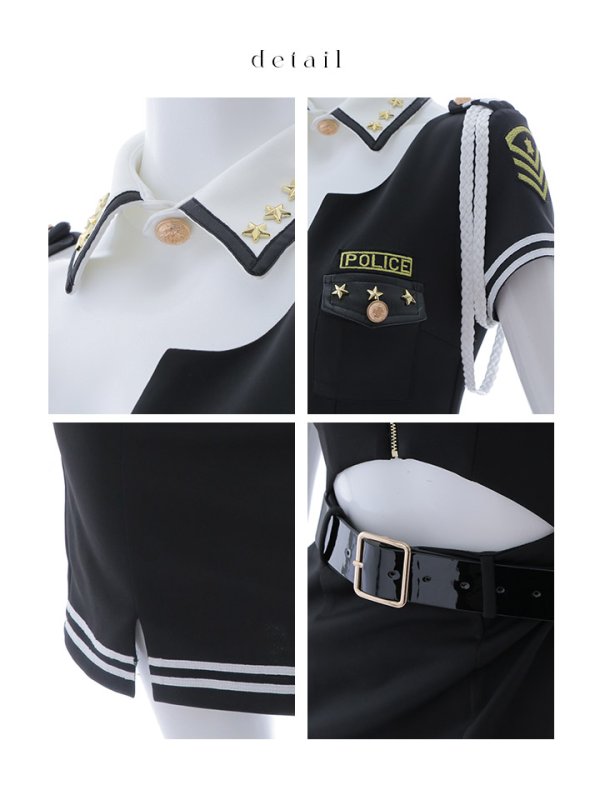 画像38: 【即日発送！】【ハロウィン】半袖ポリスタイトワンピース 【コスプレ5点セット】【XS-XLサイズ】[OF04-Bg] (38)