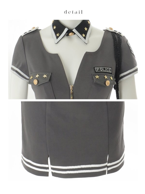 画像41: 【即日発送！】【ハロウィン】半袖ポリスタイトワンピース 【コスプレ5点セット】【XS-XLサイズ】[HC03-Bg] (41)