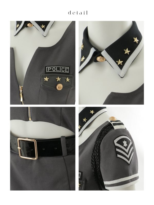 画像42: 【即日発送！】【ハロウィン】半袖ポリスタイトワンピース 【コスプレ5点セット】【XS-XLサイズ】[HC03-Bg] (42)