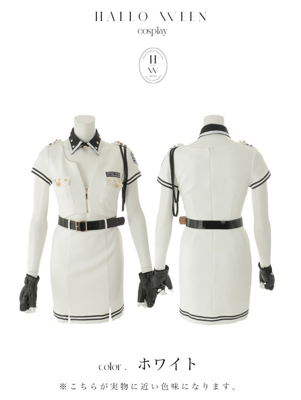 画像36: 【即日発送！】【ハロウィン】半袖ポリスタイトワンピース 【コスプレ5点セット】【XS-XLサイズ】[OF04-Bg] (36)