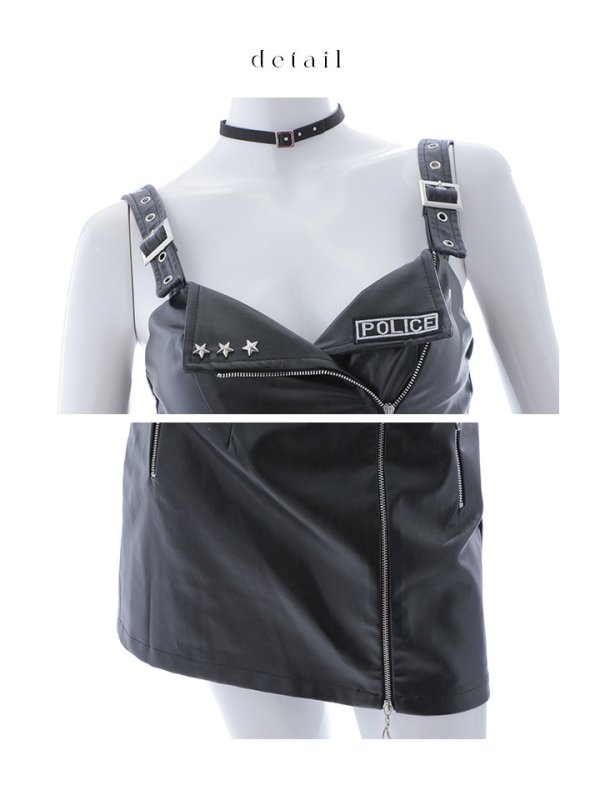 画像14: 【即日発送】【ハロウィン】レザーポリスセットアップコスプレ【コスプレ7点セット】【XS-M/1カラー】[HC03-Bsv] (14)
