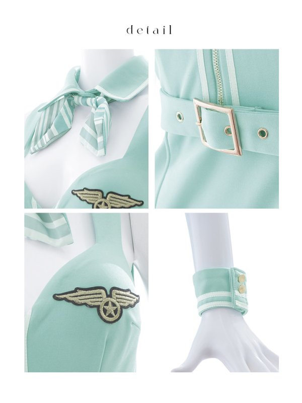 画像15: 【SALE!!】【即日発送！】【ハロウィン】CAコスプレセット  【コスプレ5点セット】【XS-M/1カラー】[OF04] (15)