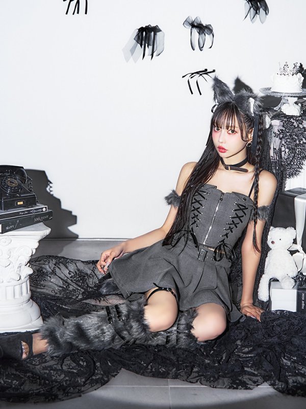 画像7: 【ハロウィン】レースアップオオカミセットアップ 【コスプレ8点セット】[HC03] (7)