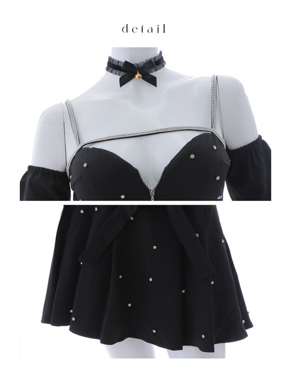 画像23: 【即日発送！】【ハロウィン】ビジューブラックキャットセットアップ 【コスプレ7点セット】[HC03] (23)