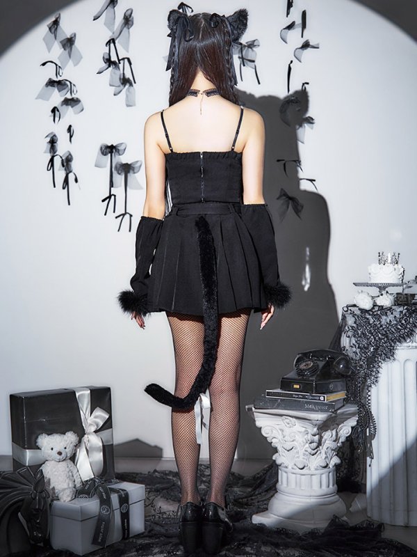 画像17: 【即日発送！】【ハロウィン】ビジューブラックキャットセットアップ 【コスプレ7点セット】[HC03] (17)