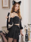 画像10: 【即日発送！】【ハロウィン】ビジューブラックキャットセットアップ 【コスプレ7点セット】[YMT] (10)
