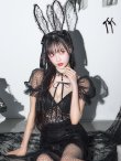 画像13: 【即日発送！】【ハロウィン】セクシーレースバニー半袖セットアップ 【コスプレ7点セット】[YMT] (13)