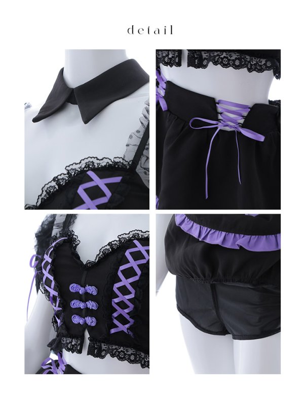 画像29: 【SALE!!】【即日発送】【ハロウィン】レースアップデビルスカートセットアップ 【コスプレ6点セット】[OF04-H] (29)