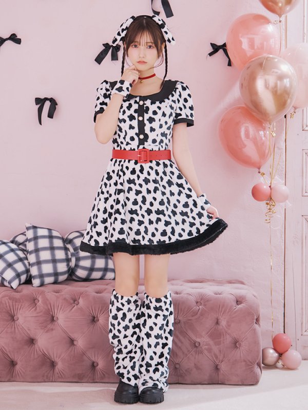 画像10: 【即日発送！】【ハロウィン】ダルメシアンミニフレアワンピース 【コスプレ点セット】 【S-XLサイズ/1カラー】[HC03] (10)