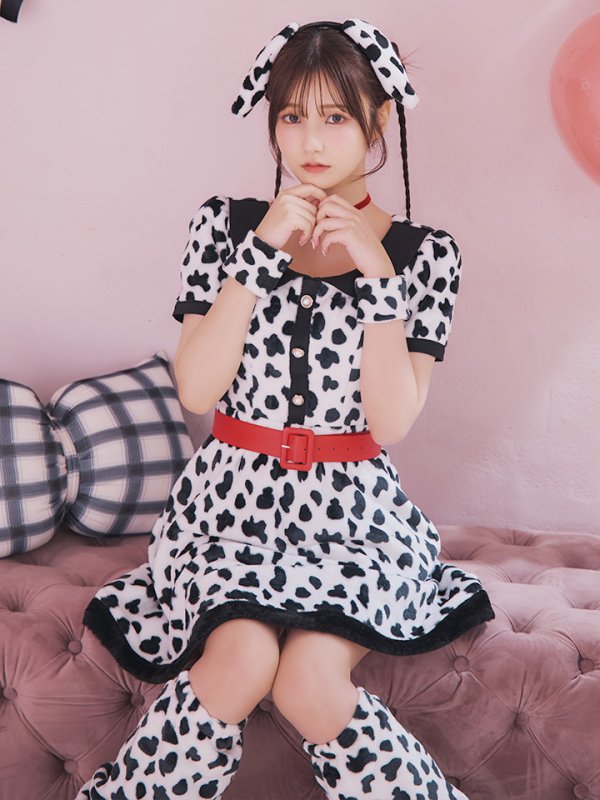 画像15: 【即日発送！】【ハロウィン】ダルメシアンミニフレアワンピース 【コスプレ点セット】 【S-XLサイズ/1カラー】[HC03] (15)