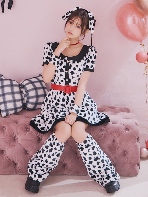 画像16: 【即日発送！】【ハロウィン】ダルメシアンミニフレアワンピース 【コスプレ点セット】 【S-XLサイズ/1カラー】[HC03] (16)